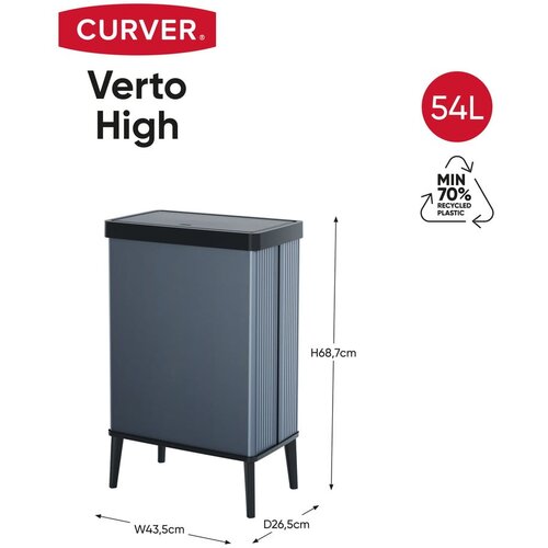Curver Plava kanta za smeće na dodir od reciklirane plastike 54 l Verto High &amp;ndash; Slike