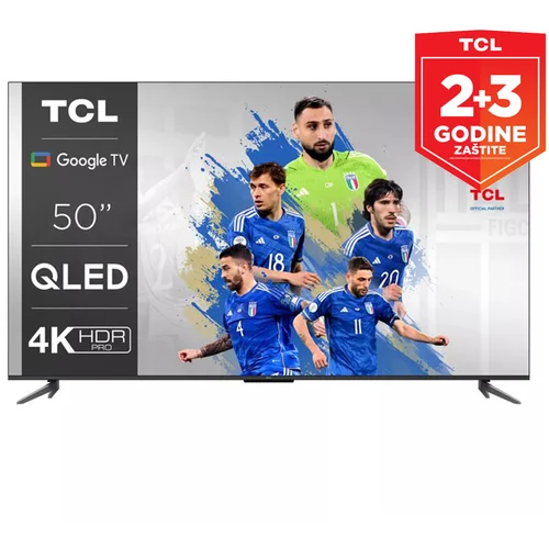 Tcl QLED televizor 50C645, 4K Ultra HD, Smart TV, Android, Google TV, 120 Hz DLG, HDR 10+, HDMI 2.1, Metalik Sivi **MODEL 2023**