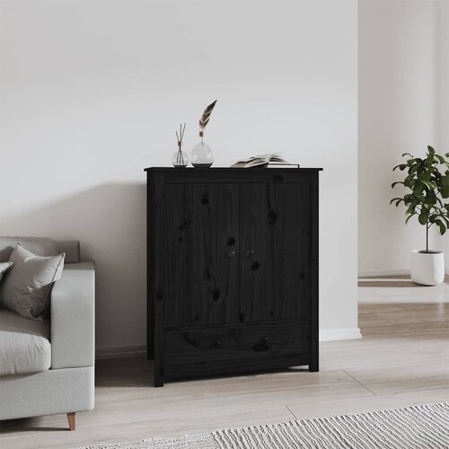 vidaXL Visoka omarica črna 83x41,5x100 cm trdna borovina Cene