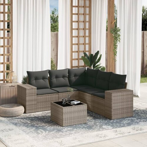 vidaXL 6-dijelni set vrtnih sofa od poliratana s jastucima sivi Cijene