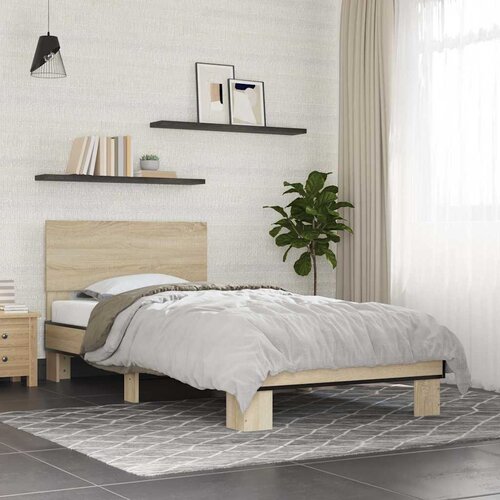 Furnova Posteljni okvir sonoma hrast 75x190 cm inženirski les in kovina, (21942119) Slike