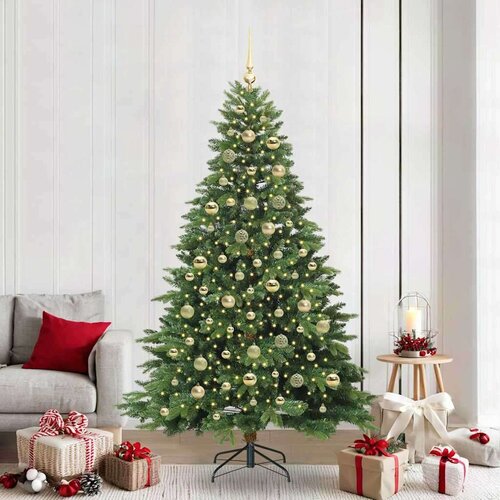 vidaXL Umestno božično drevo med 300 LED Zelena 210 cm PE in PVC Cene