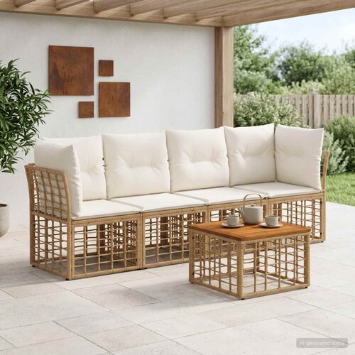  Set vanjskih sofa 5 pcs Prirodna i krema bijela Poliester Cijene