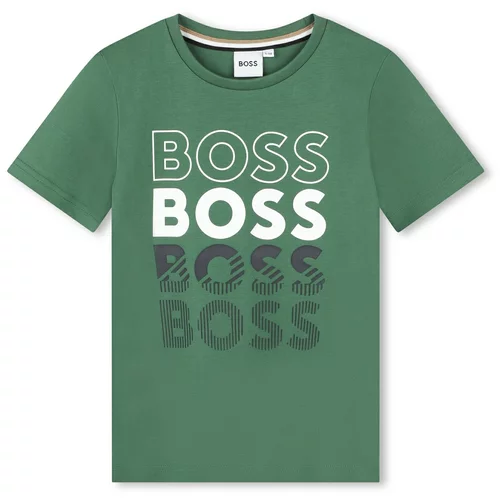 BOSS Kidswear Majica zelena / crna / bijela