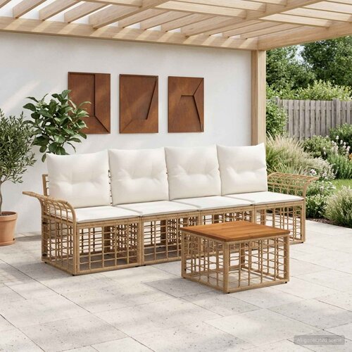  Set vanjskih sofa 5 kom. Prirodna i krema bijela Poliester Cijene