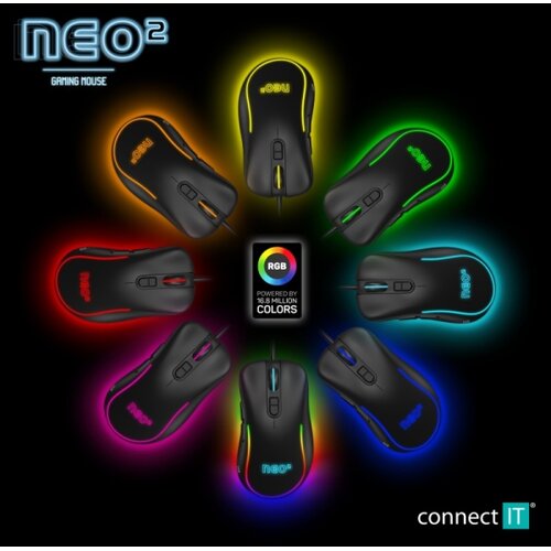 Connect IT CMO-3589-BK - LED RGB žični gejmerski mi&amp;scaron; 200-7200 DPI crna Slike