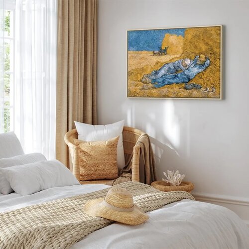  Slika - Vincent van Gogh &amp;ndash; Noon: Rest from Work 60x40 U prirodnom drvenom okviru Slike