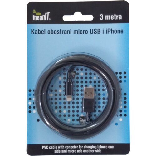 Meanit USB kabl sa mikro USB i iPhone konektorom 3m Cijene