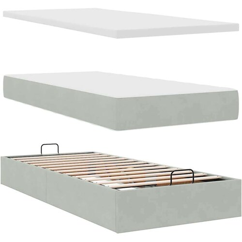 VidaXL Okvir kreveta s madracima svijetlosivi 180x200cm bar&amp;scaron;unasti Slike