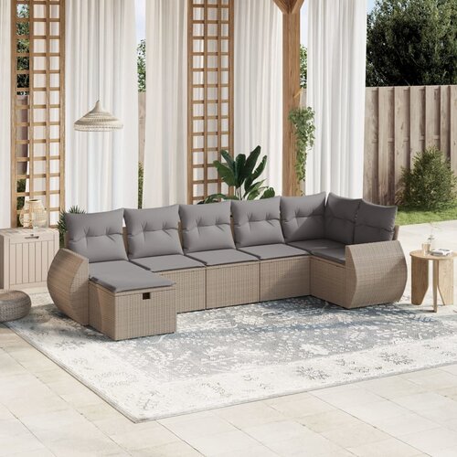 vidaXL 7-dijelni set vrtnih sofa s jastucima bež od poliratana Cijene
