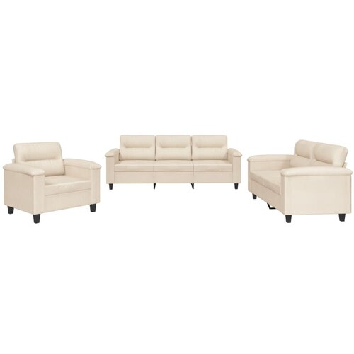  3-dijelni set sofa s jastucima bež tkanina od mikrovlakana Slike