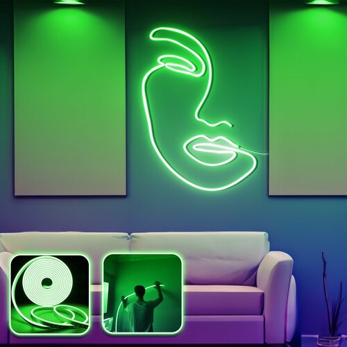 Opviq face art - large - green green decorative wall led lighting Slike