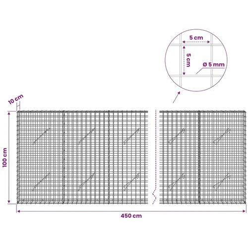  Gabion s žicom debljine 5 mm i mrežom 5x5 cm 450x10x100 cm - 10 cm 100 cm 450 cm Slike