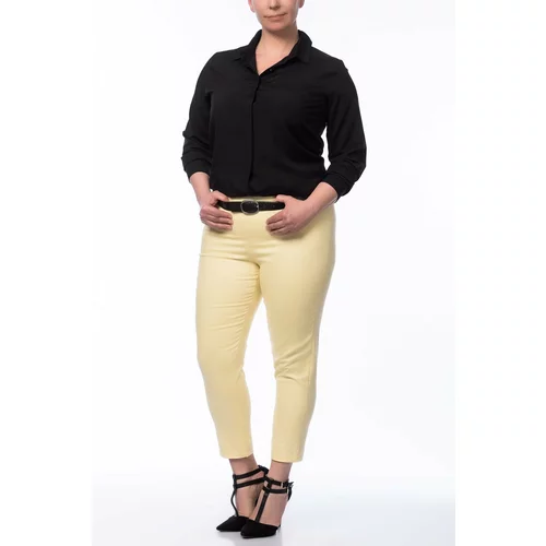 Şans Women's Large Size Yellow Stretch Trousers