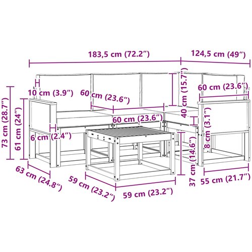  Set vanjskih sofa 5 kom. Prirodna i krem Poliester Slike
