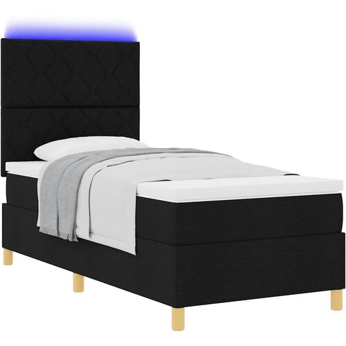  LED Box Spring Krevet s uzglavljem Crna 90 x 200 cm tkanina Slike
