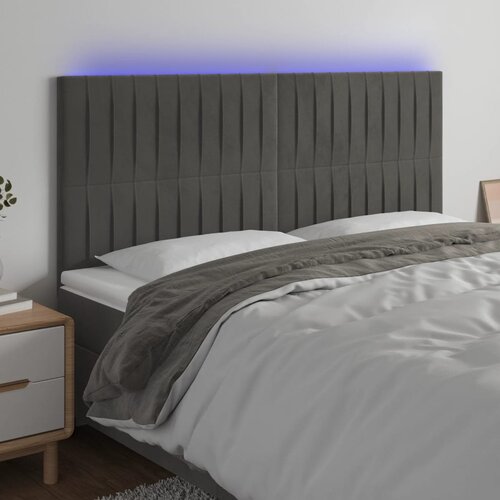 The Living Store led posteljno vzglavje temno sivo 160x5x118/128 cm žamet - led vzglavje, (21418389) Slike