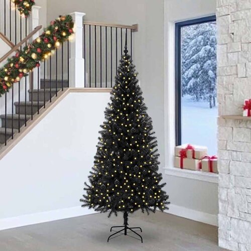  Božićno drvce s 300 LED svjetlima s stalakom Crna 240 cm PVC Cijene