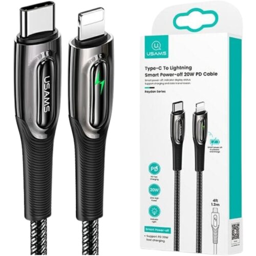 Usams BRIDED KABEL USB-C ZA LIGHTNING 20W PD FAST CHARGE 1,2M ČRN, (21980469) Cene