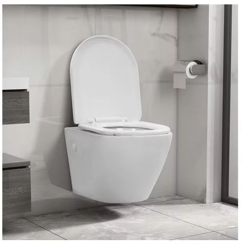  Viseča WC školjka brez roba keramična bela