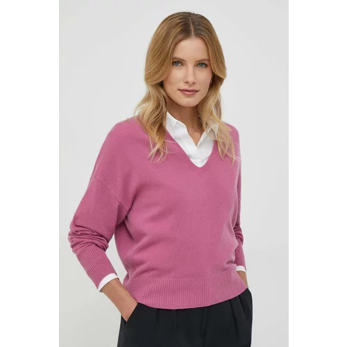 Sisley Volnen pulover ženski, roza barva