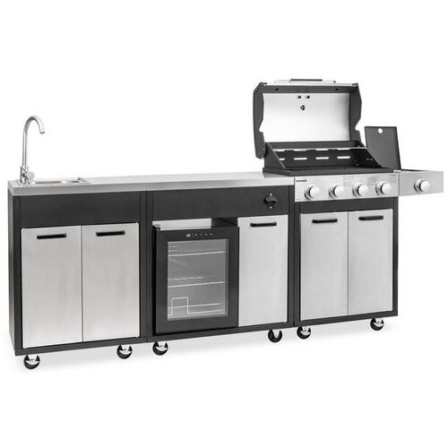 MIRPOL komplet za zunanjo kuhinjo Brenner Kl4plus krom &amp;amp;ccaron;rna, 229x115x49cm Slike