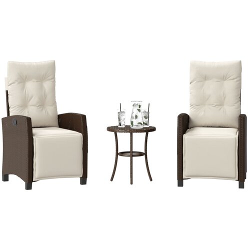  3-dijelni bistro set s jastucima smeđi od poliratana Cene
