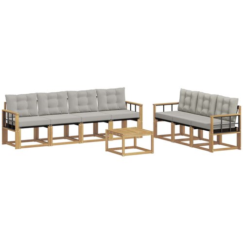  Set vanjskih sofa 8 kom. Bijela i svjetlosiva Smeđa 59 x 59 x 37 cm Slike