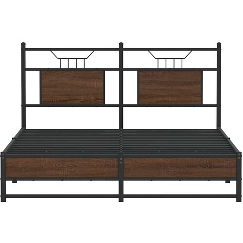 VidaXL okvir kreveta bez madraca smeđi hrast 140x200 cm izrađeno drvo Slike