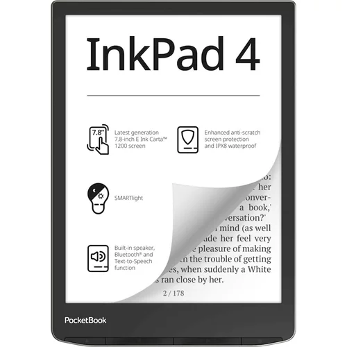 PocketBook elektronski bralnik InkPad 4, srebrn