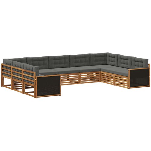  Set vanjskih sofa 9 kom. Prirodna i antracit Smeđa Slike