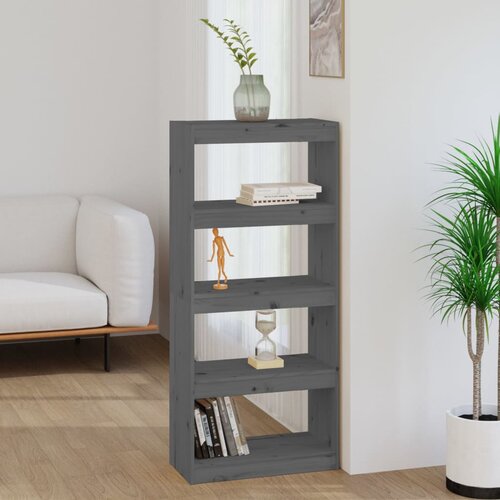 The Living Store Knjižna omara / pregrada siva 60x30x135,5 cm trden les - Knjižna Omara, (21437089) Cene