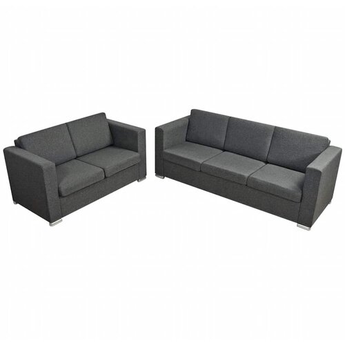  Dvodijelni set sofa od tkanina tamnosivi Slike