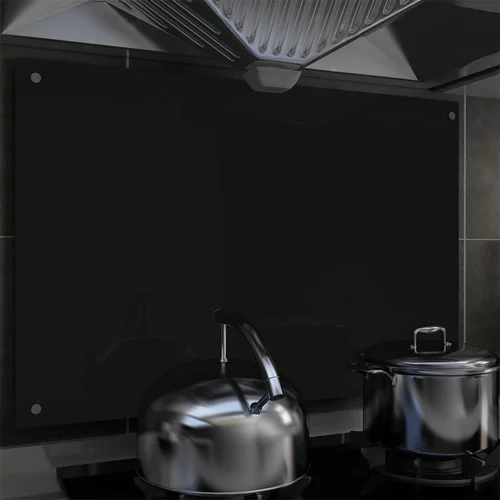 vidaXL Kuhinjska zaščitna obloga črna 90x60 cm kaljeno steklo