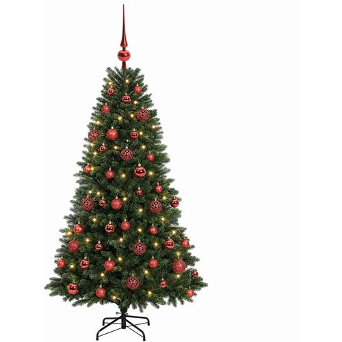  Umjetno božićno drvce s kuglicama 150 cm 150 LED lampica - 150 cm s LED-ima i crvenim lopticama Slike