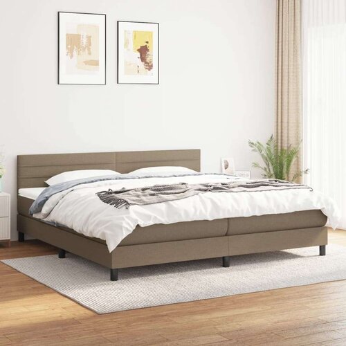  Box spring postelja z vzmetnico taupe 200x200 cm blago, (20895525) Cene