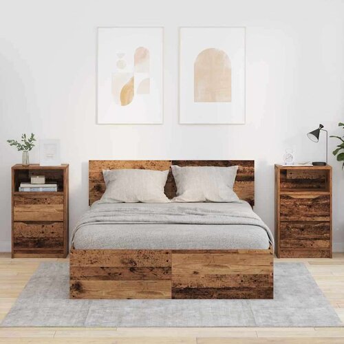 vidaXL Noćni ormarići s ladicama 2 pcs Staro drvo 40 x 30 x 467 cm Cene
