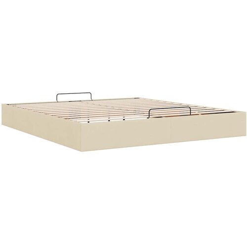  Otomanski okvir kreveta bez madraca krem 180x200 cm od tkanine Slike