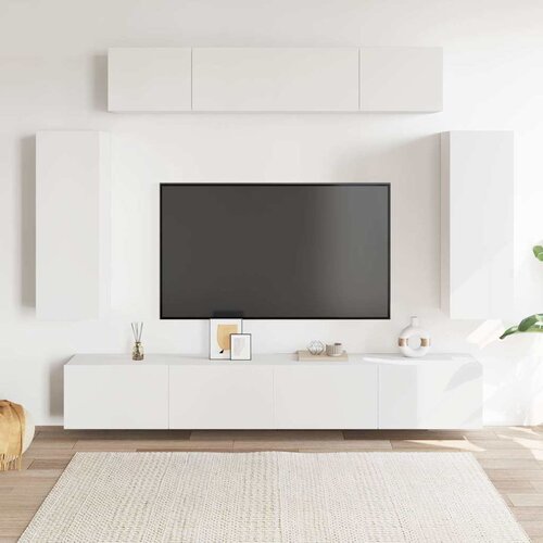  6-dijelni set TV ormarića bijeli od konstruiranog drva Cijene