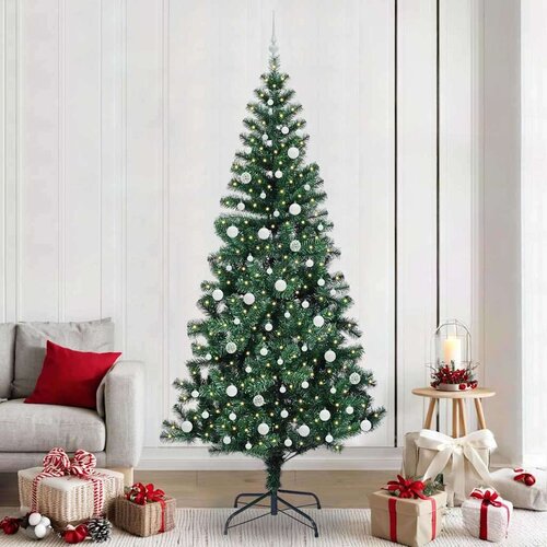 vidaXL Umjetna preddekorirana božićna jelka Zelena 240cm PVC in kovina Cene