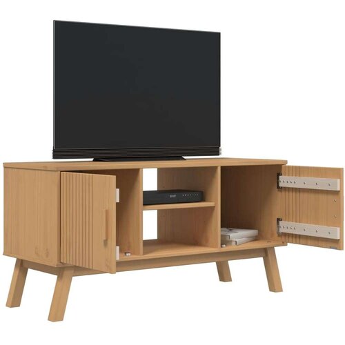 VidaXL TV ormarić OLDEN smeđi 114 x 43 x 57 cm od masivne borovine Slike