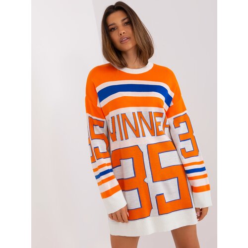 Fashion Hunters Orange long oversize sweater Slike
