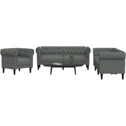  3-dijelni set sofa tamnosivi od tkanine Cene