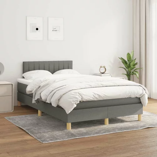  Box spring postelja z vzmetnico temno siva 120x200 cm blago, (20723599)