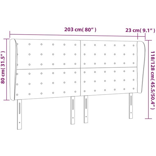  Uzglavlje s u&amp;scaron;ima tamnosivo 203x23x118/128 cm bar&amp;scaron;unasto Slike