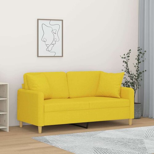  Dvosjed s ukrasnim jastucima svjetložuti 140 cm od tkanine Cijene