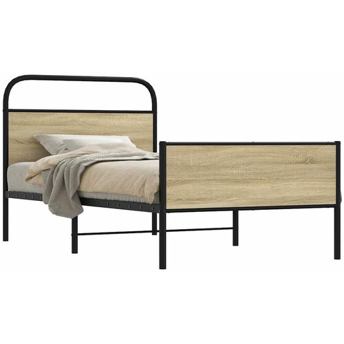 VidaXL Posteljni okvir brez vzmetnice 100x200 cm sonoma hrast inž. les Slike