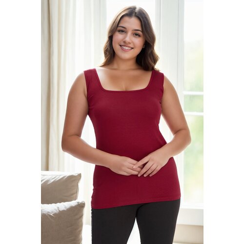 Dewberry 21135 Womens Plus Size Tank Top Blouse-BURGUNDY Slike