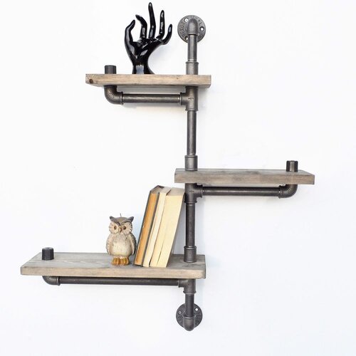 Woody Fashion zidna polica Boruraf013 blackwalnut pipe shelf Slike