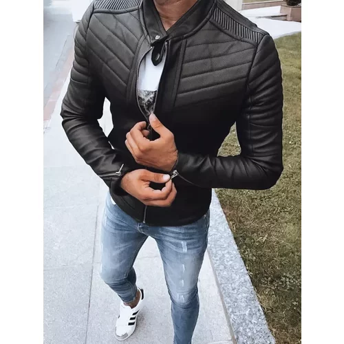 DStreet Black men's leather jacket TX4243